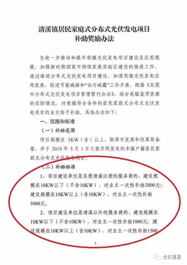 在東莞清溪鎮裝光伏，竟然有這么多補助！