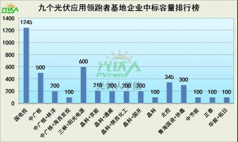 4.5GW光伏領跑基地中標企業排行榜